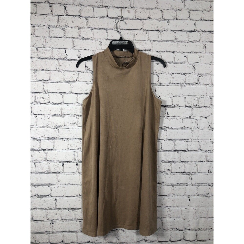 A.B.S. by Allen Schwartz Women's Faux Suede Mock‎ Neck Sleeveless Shift Dress